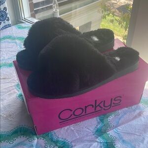 Corkys Black Slumber Slippers